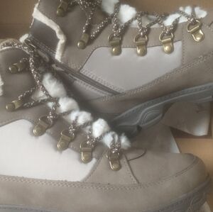 Jambu Taupe Lace-Up Faux-Shearling Winter Boots